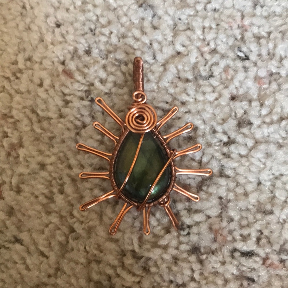 MildHippie wire wrapped Labradorite Sun pendant